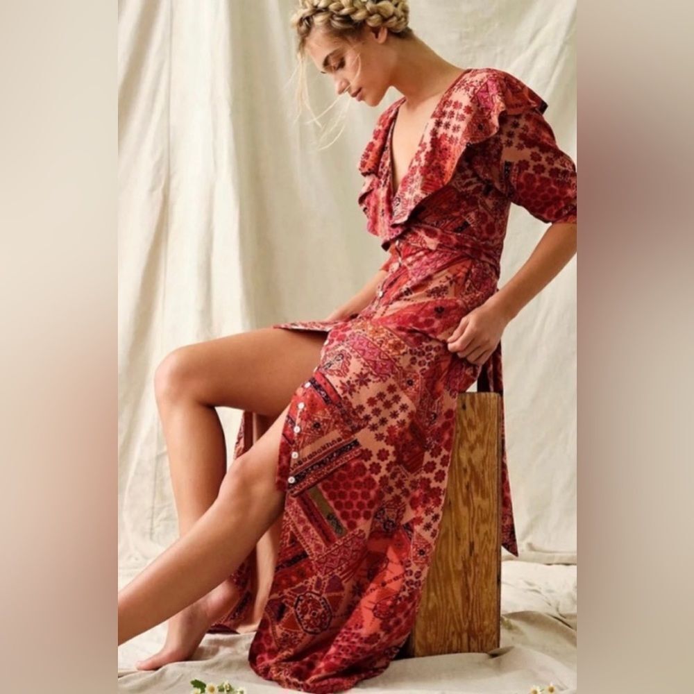 Free People Red Patterned Maxi Dress‎